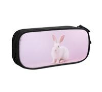 GMSGHJHDR Cute White Rabbit 3D Print Large Capacity Pencil Pen Case, School Stationery Organizer Bag with Compartments Zip, Pencase Pencil Pouch for Girls Boys Students College Office