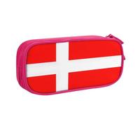 GMSGHJHDR Denmark Danish Flag 3D Print Large Capacity Pencil Pen Case, School Stationery Organizer Bag with Compartments Zip, Pencase Pencil Pouch for Girls Boys Students College Office