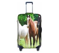 GMSGHJHDR Elastic Luggage Covers for Suitcases Brown White Horse Suitcase Cover, Durability Trolley Case Protector, Travel Luggage Cover Suitcase Protector Fits 18-32 Inch Luggage