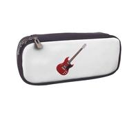GMSGHJHDR Guitar 3D Print Leather Pencil Case, Large Capacity Pencil Pen Case, School Stationery Organizer Bag with Zip, Pencase Pencil Pouch for Girls Boys Students College Office