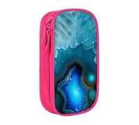 GMSGHJHDR Large Capacity Pencil Pen Case Bright Aqua Blue 3D Print School Stationery Organizer Bag with Compartments Zip, Pencase Pencil Pouch for Girls Boys Students College Office