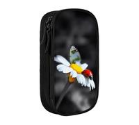 GMSGHJHDR Large Capacity Pencil Pen Case Butterfly Ladybug Flower 3D Print School Stationery Organizer Bag with Compartments Zip, Pencase Pencil Pouch for Girls Boys Students College Office
