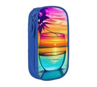 GMSGHJHDR Large Capacity Pencil Pen Case Colorful Glass Drink Sunset 3D Print School Stationery Organizer Bag with Compartments Zip, Pencase Pencil Pouch for Girls Boys Students College Office