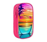 GMSGHJHDR Large Capacity Pencil Pen Case Colorful Glass Drink Sunset 3D Print School Stationery Organizer Bag with Compartments Zip, Pencase Pencil Pouch for Girls Boys Students College Office