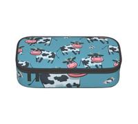 GMSGHJHDR Large Capacity Pencil Pen Case Cow 3D Print, School Stationery Organizer Bag with Zip Compartments, Pencil Pouch for Girls Boys Students