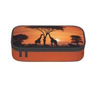 GMSGHJHDR Large Capacity Pencil Pen Case Giraffe Under The Tree in Africa 3D Print, School Stationery Organizer Bag with Zip Compartments, Pencil Pouch for Girls Boys Students
