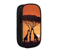 GMSGHJHDR Large Capacity Pencil Pen Case Giraffe Under The Tree in Africa 3D Print School Stationery Organizer Bag with Compartments Zip, Pencase Pencil Pouch for Girls Boys Students College Office