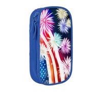 GMSGHJHDR Large Capacity Pencil Pen Case Patriotic 4th of July Flag 3D Print School Stationery Organizer Bag with Compartments Zip, Pencase Pencil Pouch for Girls Boys Students College Office