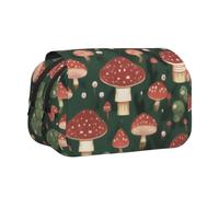 GMSGHJHDR Large Pencil Case Bright Mushrooms Art 3D Print Double Clamshell Pen Case, Double Zippers Pencil Pen Bag Pouch Stationery Storage Organizer for School, Students, Girls, Boys