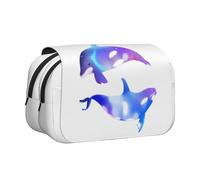 GMSGHJHDR Large Pencil Case Orca Killer Whale 3D Print Double Clamshell Pen Case, Double Zippers Pencil Pen Bag Pouch Stationery Storage Organizer for School, Students, Girls, Boys
