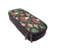 GMSGHJHDR Leather Pencil Case Bright Mushrooms Art 3D Print Large Capacity Pencil Pen Case, School Stationery Organizer Bag with Zip, Pencase Pencil Pouch for Girls Boys Students College Office