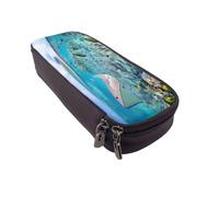 GMSGHJHDR Leather Pencil Case Colorful Fishes 3D Print Large Capacity Pencil Pen Case, School Stationery Organizer Bag with Zip, Pencase Pencil Pouch for Girls Boys Students College Office