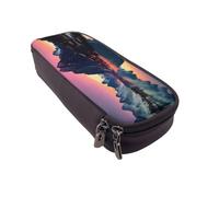 GMSGHJHDR Leather Pencil Case Norway Islands 3D Print Large Capacity Pencil Pen Case, School Stationery Organizer Bag with Zip, Pencase Pencil Pouch for Girls Boys Students College Office