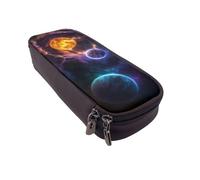 GMSGHJHDR Leather Pencil Case Planet 3D Print Large Capacity Pencil Pen Case, School Stationery Organizer Bag with Zip, Pencase Pencil Pouch for Girls Boys Students College Office