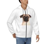GMSGHJHDR Mens Zipped Hoodies Fleece Hooded Sweatshirt Pullover Hoody Jackets With Pockets Winter Warm Full Zip Up Hoodie - Cute Cry Pug