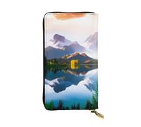 GMSGHJHDR Mountain View Sunny Day Nature Long Leather Wallet for Women with Zip – Pu Leather Purse with Multiple Card Slots and Coin Pocket, Stylish Clutch Phone Card Holder
