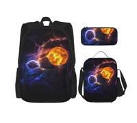 GMSGHJHDR Planet Print School Bag Backpack Pencil Case and Lunch Bag Set, Lightweight Travel Rucksack Primary Middle Bookbag for Kids Teens Girls Boys Student