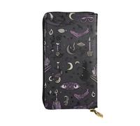 GMSGHJHDR Purple Black Goth Spooky Long Leather Wallet for Women with Zip â€“ Pu Leather Purse with Multiple Card Slots and Coin Pocket, Stylish Clutch Phone Card Holder