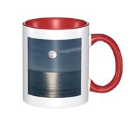 GMSGHJHDR Two Tone Color Ceramic Mugs, 11 Oz, Stylish 3D Bright Moon at Hippie Colorful Inside Ceramic Coffee Mug Tea Cup, Coffee Cups for Home, Office, and Kitchen | for Microwave