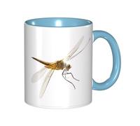 GMSGHJHDR Two Tone Color Ceramic Mugs, 11 Oz, Stylish 3D Dragonfly Colorful Inside Ceramic Coffee Mug Tea Cup, Coffee Cups for Home, Office, and Kitchen | for Microwave