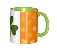 GMSGHJHDR Two Tone Color Ceramic Mugs, 11 Oz, Stylish 3D Irish Flag Colorful Inside Ceramic Coffee Mug Tea Cup, Coffee Cups for Home, Office, and Kitchen | for Microwave
