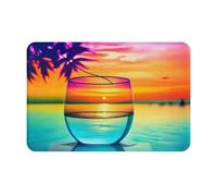 GMSGHJHDR Welcome Door Mat 15.7x23.6in, Colorful Glass Drink Sunset Print Entryway Mat, Anti-Slip Soft & Cozy Doormats For Outdoor, Indoor, Entrance, Patio, Front & Back Doors