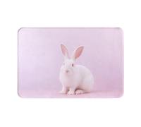 GMSGHJHDR Welcome Door Mat 15.7x23.6in, Cute White Rabbit Print Entryway Mat, Anti-Slip Soft & Cozy Doormats For Outdoor, Indoor, Entrance, Patio, Front & Back Doors