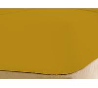 GMTEXTILE 100% Egyptian Cotton 200 TC Double Fitted Sheet, MUSTARD (137 x 193 + 23 deep)