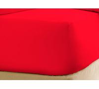 GMTEXTILE 100% Egyptian Cotton 200 TC Double Fitted Sheet, RED (137 x 193 + 23 deep)