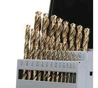 GMTOOLS 21Pcs Cobalt Drill Bits Set, M35 HSS, 135 Degree Tip, Twist Jobber Length Drill Bit for Hardened Metal, Cast Iron, Stainless Steel, Plastic and Wood with Metal Indexed Storage Case 1/16"-3/8"