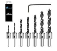 GMTOOLS Countersink Drill Bit Set, 7Pcs Tapered Drill Bits M2 HSS, with 1/4" Hex Shank Quick Change and Allen Wrench, Counter Sinker Set for Woodworking and Carpentry, Pilot Screw Hole Set
