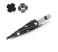 GMTOOLS M35 Four Spiral Flute Cobalt Step Drill Bit, 1/8"-1/2" Wear-Resistant TiAlN Coated Four-Flute Step Bit, 1/4" Hex Shank Unibit Step Bit for Metal, Stainless Steel, Aluminum, Wood, Plastic
