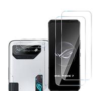 GMUJIAO [2+2 Pack Compatible with Asus ROG Phone 7 Pro for Tempered Glass Screen Protector & Camera Lens Protector,HD Full Screen Tempered Glass Film[Anti-Shatter]