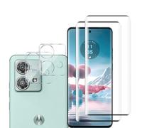 GMUJIAO [2+2 Pack Compatible with Motorola Edge 40 Neo for Tempered Glass Screen Protector & Camera Lens Protector,HD Full Screen Tempered Glass Film[Anti-Shatter]-Black