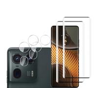 GMUJIAO [2+2 Pack Compatible with Motorola Edge 50 Ultra for Tempered Glass Screen Protector & Camera Lens Protector,HD Full Screen Tempered Glass Film[Anti-Shatter]-Black
