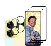 GMUJIAO [2+2 Pack Compatible with Realme C55 for Tempered Glass Screen Protector & Camera Lens Protector,HD Full Screen Tempered Glass Film[Anti-Shatter]-Black