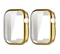GMUJIAO 2 Pack Compatible with Apple Watch Series 10 42mm, TPU Transparent Case, Watch Overall Protective Cover, Anti-Scratch - Gold