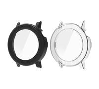 GMUJIAO [2 Pack Compatible with CMF Watch Pro 2 for Hard Protective Case,Full Screen Coverage Protective Case Cover,Screen Protector Built-in Tempered Glass[Anti-Scratch]-Black+Transparent