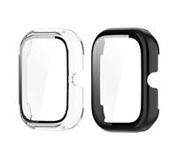 GMUJIAO [2 Pack Compatible with Honor Choice Haylou Watch for Hard Protective Case,Full Screen Coverage Protective Case Cover,Screen Protector Built-in Tempered Glass[Anti-Scratch]-Black+Transparent