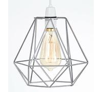 GMUK Home & Garden Products | Retro Vintage Industrial Easy Fit Wire Basket Cage Pendant Light Shade | Pendant Lights, Home Décor & Improvement Essential | 210mm Shade Diameter - Chrome