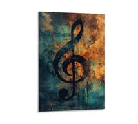 GMUKIFFY Large Music Notes Painting on Canvas Wall Art Vintage Musical Note Stretched And Framed Canvas Prints Artwork for Home Decorations Ready to Hang Wall Decor 08x12inch(20x30cm)