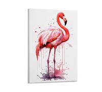 GMUKIFFY Modern Flamingo Painting on Canvas Wall Art Vintage Animal Pink Bird Stretched And Framed Canvas Prints Artwork for Home Decorations Ready to Hang Wall Decor 08x12inch(20x30cm)