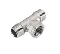 GMVGKLCPCF Male Female Threaded 3 Way Tee T Pipe Fitting 1/4" 1/2" 3/8" 3/4" 1 BSP Thread Unite 304 Stainless Steel Adapter Jointer Connector(MFM,DN25 (1))