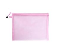 GMVZGQW Mesh Pouch Bags Nylon Mesh File Bag A4 A5 A6 Transparent Zipper Test Paper Information Bag Office Student Pen Bag Subject Bag Puzzle Storage Bag For Travel(PINK,A4(33.5X24cm))