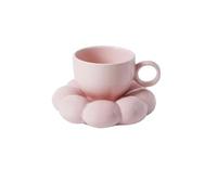GMVZGQW Mugs Set Ceramic Cloud Coffee Mug Sets Creative Flowers Saucer Mug Office Afternoon Tea Cups Kitchen Drinkware Home Accessories For Afternoon(Silver Foil Pink)