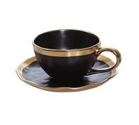 GMVZGQW Mugs Set Phnom Penh Ceramic Coffee Cup And Saucer Set Afternoon Tea Cups Breakfast Cups Couple's Water Glasses Milk Tea Cup For Afternoon(Black gold border)