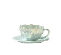GMVZGQW Pearl Petal Ceramic Mug Set - Afternoon Tea Coffee Mug - Milk Tea Mug - Elegant Afternoon Gift (Blue)