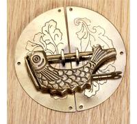 GMVZGQW Pull Handle 2psc Old Fish Lock Round Pull Handle Knob Kit Antique Bronze Brass Vintage Wooden Cabinet Cupboard Furniture Hardware for Cabinet Door