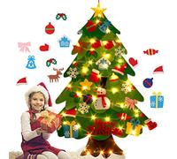 GMWD Felt Christmas Tree, DIY Soft Wall Hanging Xmas Tree With Ornaments and String Light for Holiday Party Home Decor, Kids Gift