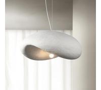 GMWSM Creative Pendant Light E27 White Wabi-Sabi Japanese Hanging Lamp Modern Dining Table Ceiling Lighting Interior Height-Adjustable Chandeliers Home Decoration Dining Room Bedroom Suspension(80cm)